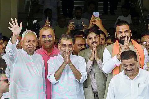 Upendra Kushwaha and Manan Kumar Mishra file nominations